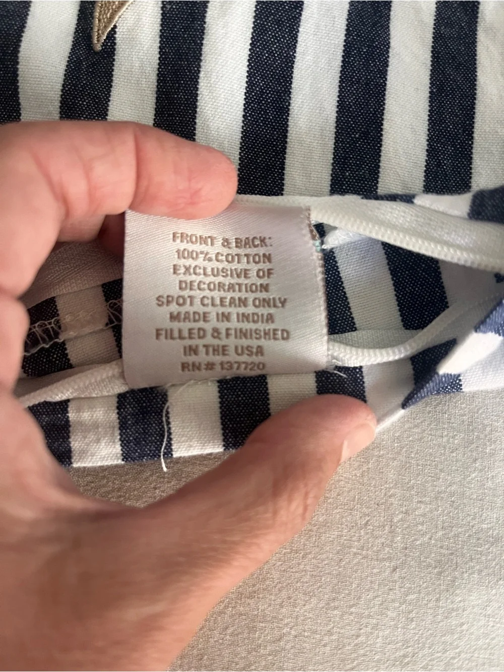 Striped Beach & Cabana Pillow Covers - Navy, White, Gold